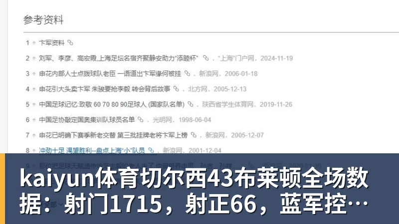 kaiyun体育切尔西43布莱顿全场数据：射门1715，射正66，蓝军控球率仅26%